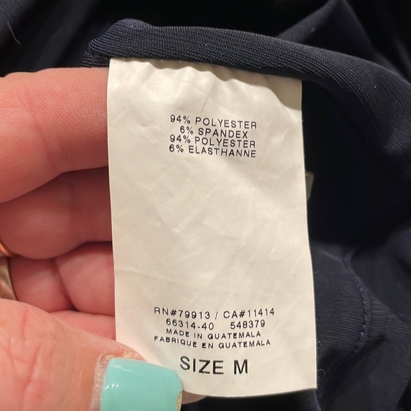 A pea In The Pod Maternity Navy blue ruching sides dress size Med square neck - Picture 8 of 8